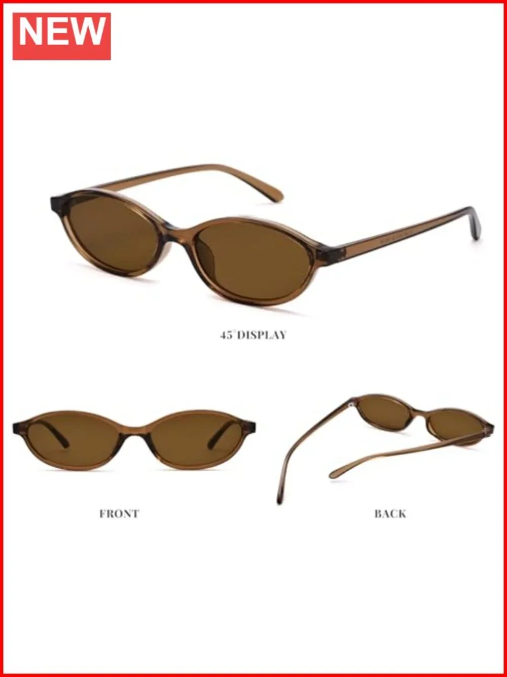 Retro Oval Cat Eye Y2K Narrow Frame Sunglasses with UV Protection